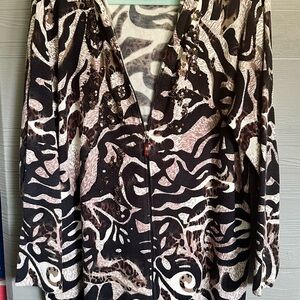 Susan Graver Sequin accent Animal Print Full Zip Hooded Cardigan